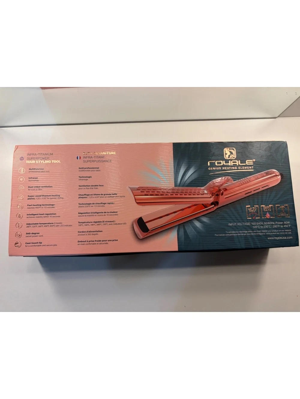 Royale Infra-Titanium Hair Styling Tool - Rose Gold Flat Iron